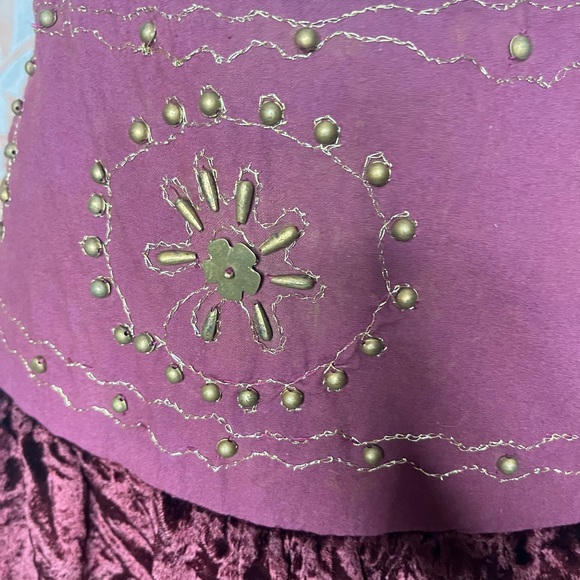 Whimsigoth Boho Velvet Beaded Maxi Slirt - Picture 2 of 3